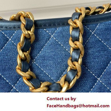 Chanel Washed Denim  &  Gold-Tone Metal Hobo Handbag AS4666 Blue 2025